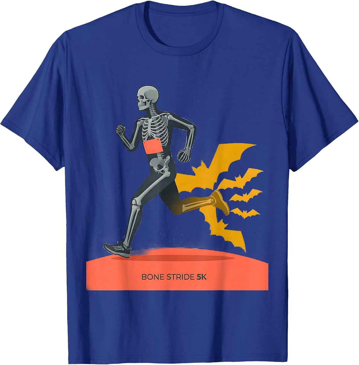 Bone Stride 5K Funny Skeleton Runner Halloween Fun Run T-Shirt - Royal Blue