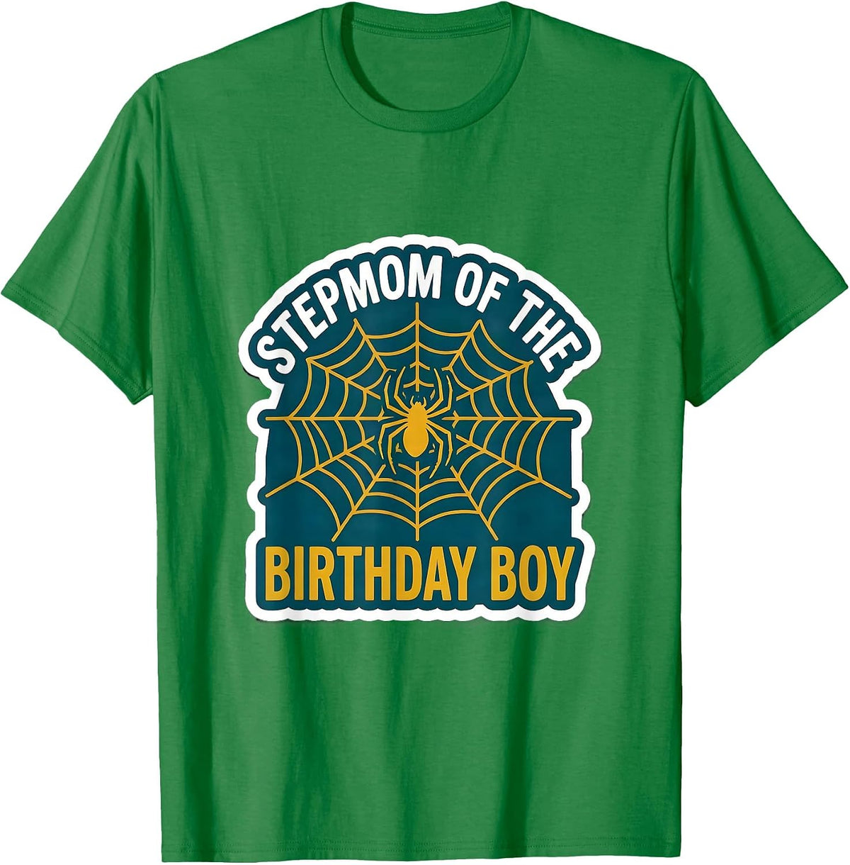Men's Stepmom Of The Birthday Boy Spider Web Family Matching Party T-Shirt - Kelly Green