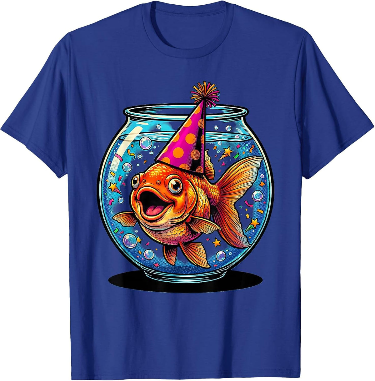 Goldfish Bowl Birthday Party Hat Celebration T-Shirt - Royal Blue
