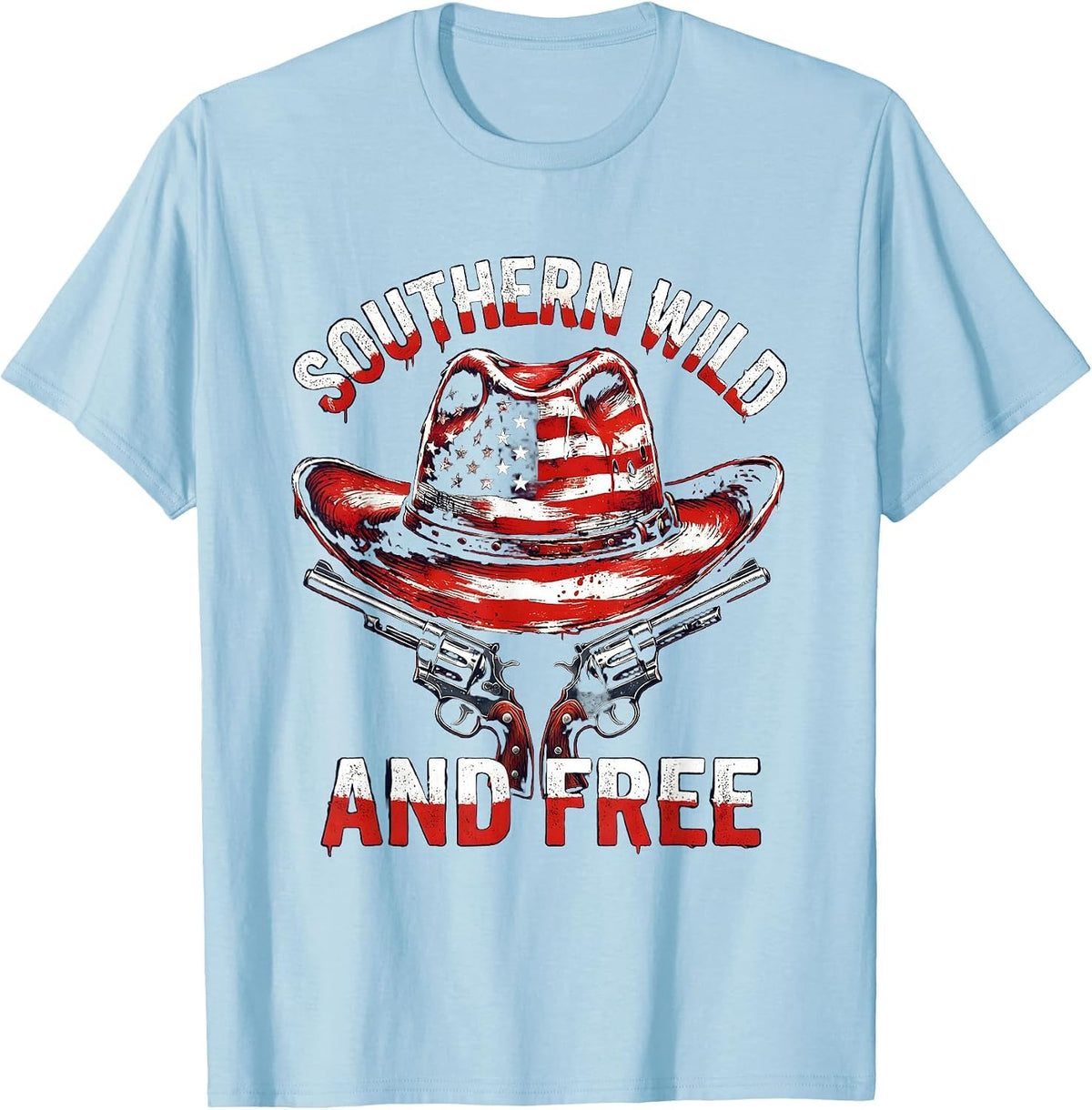 Men's Southern Wild and Free Cowgirl Graphic Design T-Shirt - Baby Blue