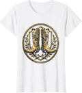 Women's Cowboy Boots Spurs and Roses Western Graphic T-Shirt - White