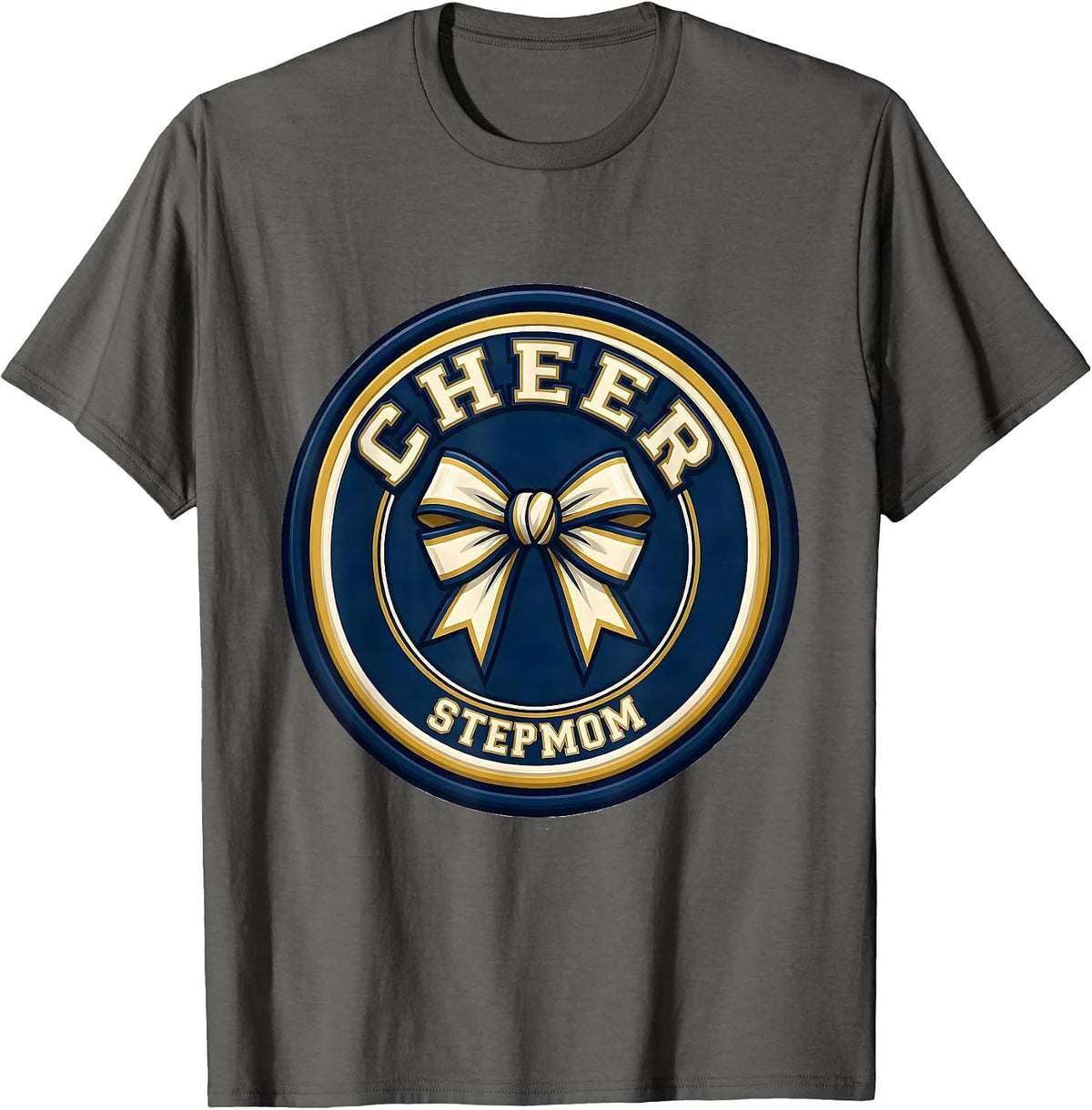 Men's Cheer Stepmom Sport Cheerleader Cheer Squad Team Spirit T-Shirt - Asphalt Grey
