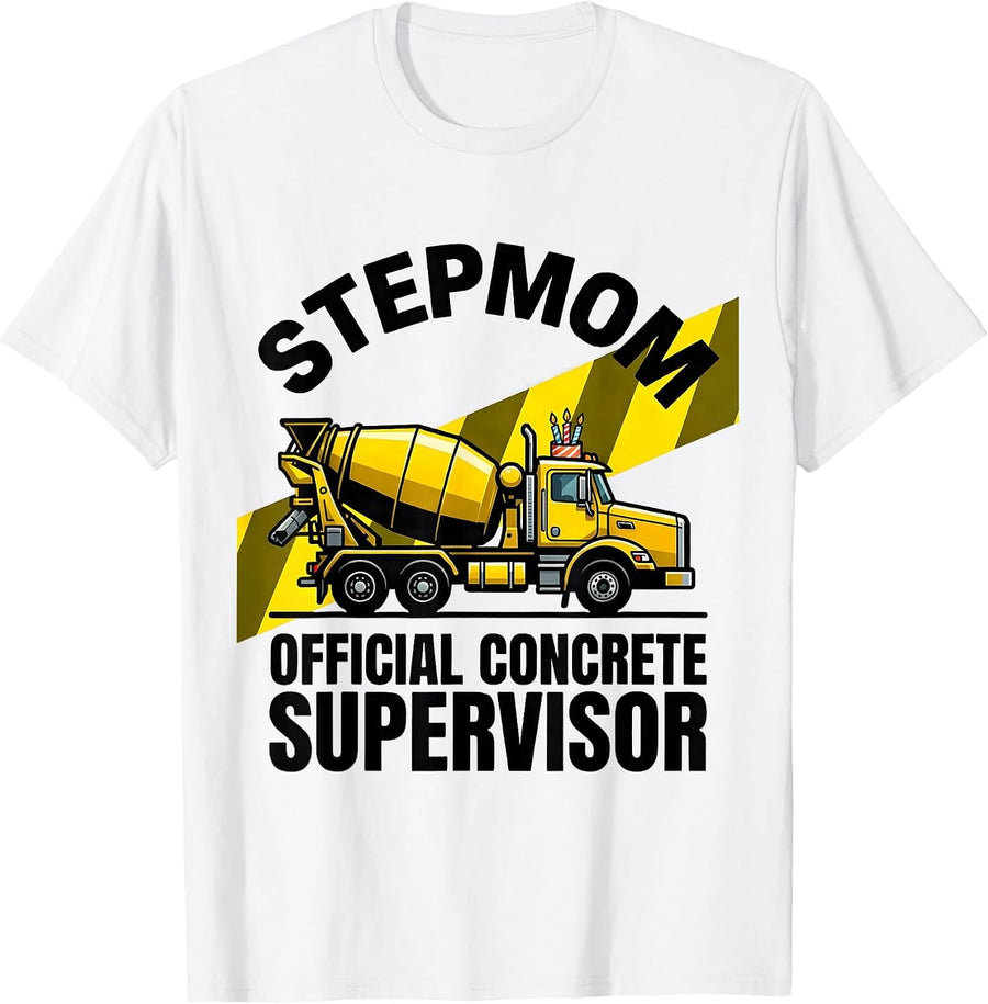 Men's Stepmom Official Concrete Supervisor Funny Construction T-Shirt - White