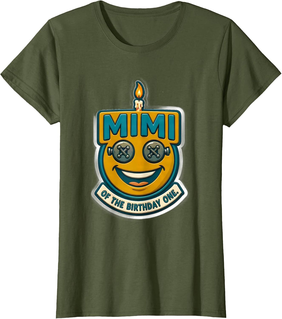 Women's Mimi Of The Birthday One Family Matching First Birthday T-Shirt - Olive Green