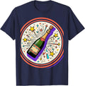 Pop Pop Champagne Cork Launch Stars Graphic T-Shirt - Navy Blue