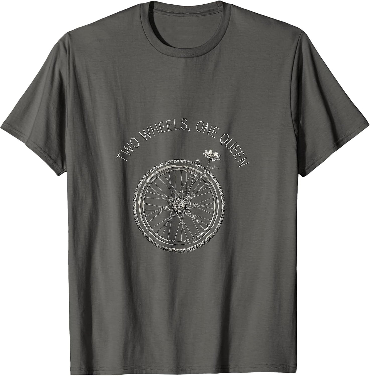 Men's Two Wheels One Queen Motorcycle Rider Design T-Shirt - Asphalt Grey