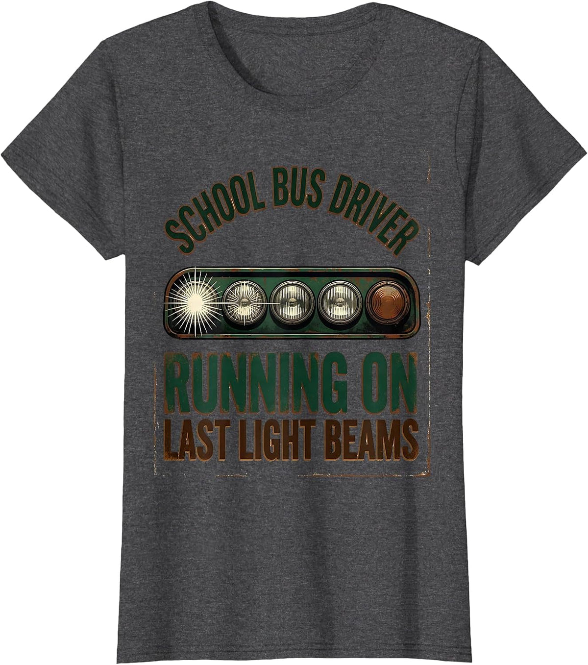 Women's School Bus Driver, Running On Last Light Beams Vintage T-Shirt - Dark Heather Grey