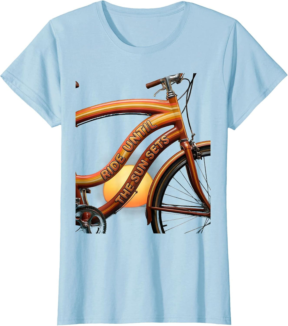 Ride Until The Sun Sets Cycling Design T-Shirt - Baby Blue