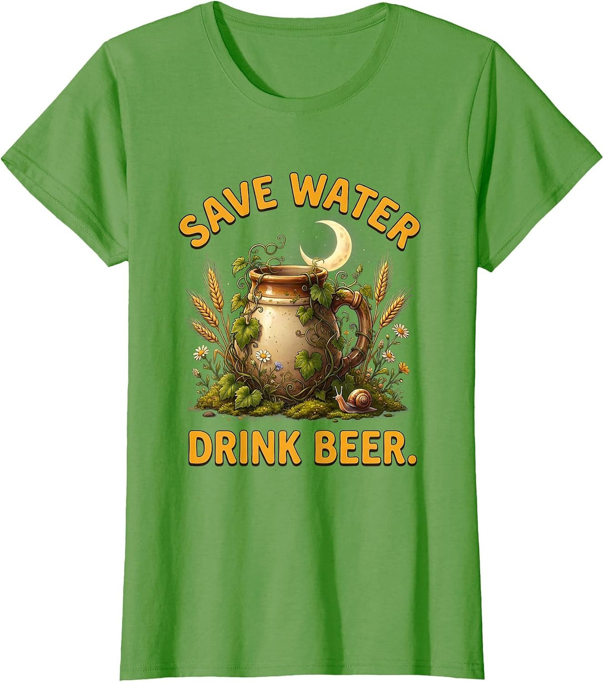 Women's Save Water Drink Beer Funny Brewing Design T-Shirt - Grass Green