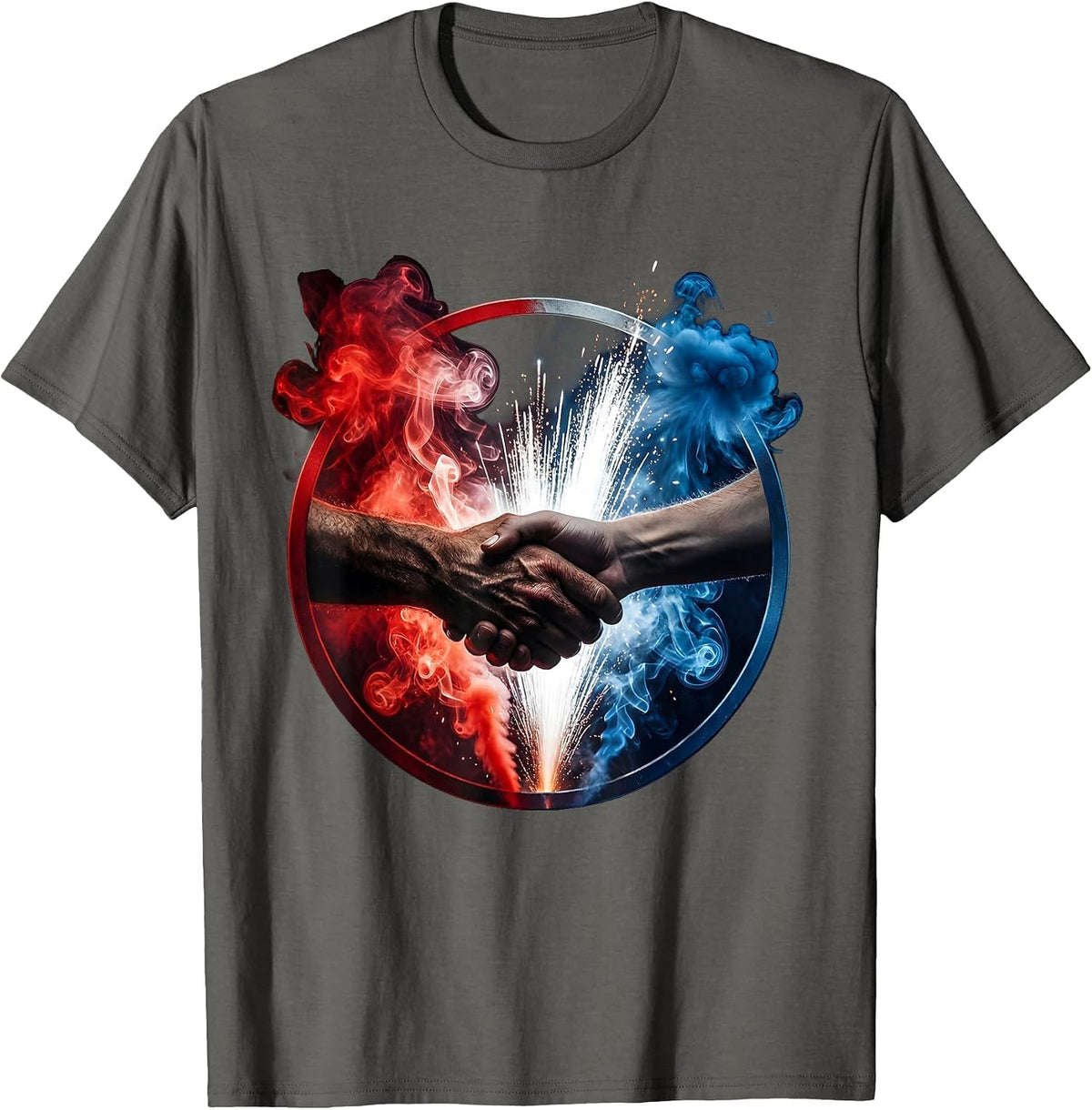 We The People Fisherman and Businesswoman Handshake T-Shirt - Asphalt Grey