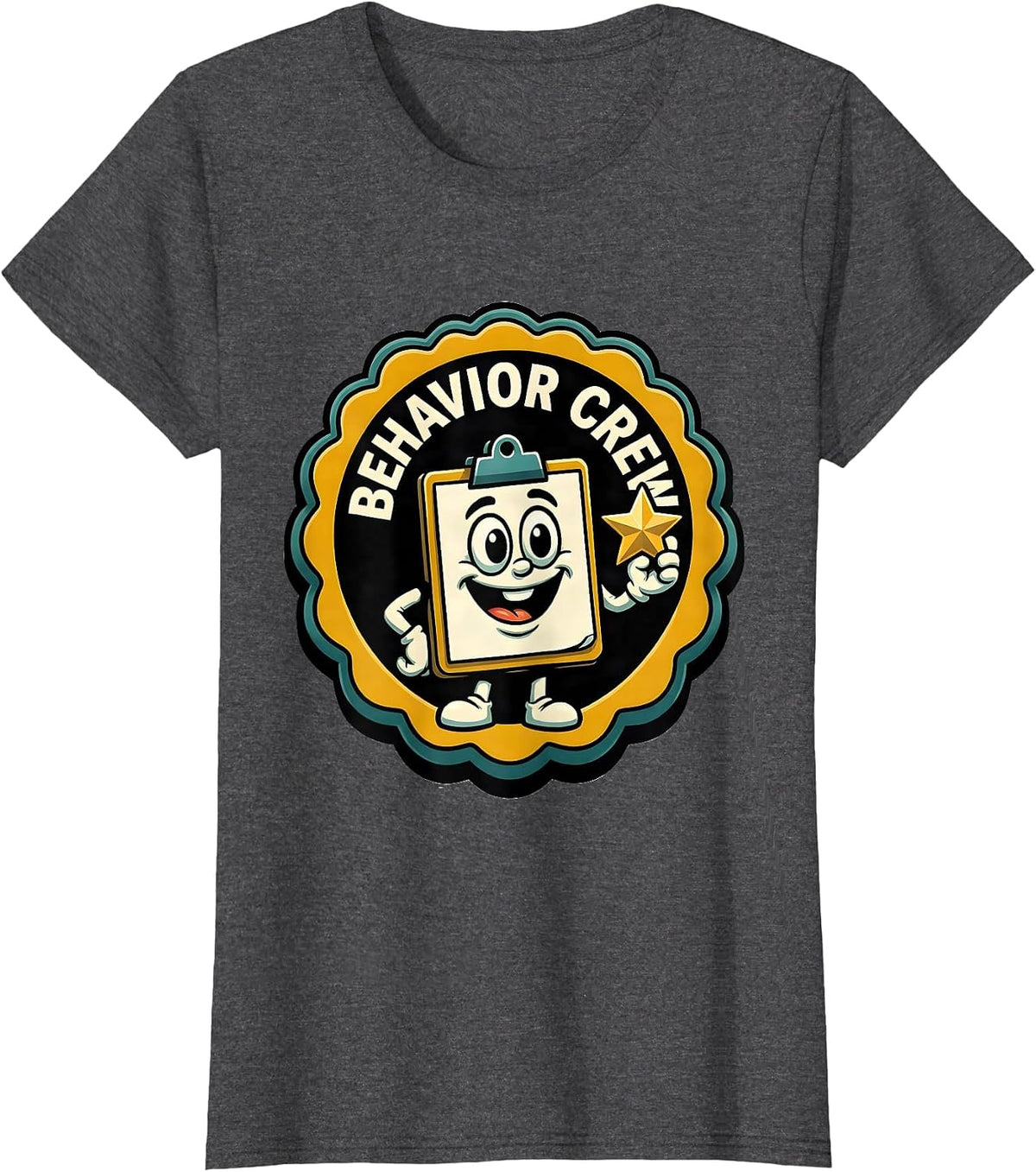 Women's Behavior Crew Retro ABA RBT Therapist Behavior Analyst Humor T-Shirt - Dark Heather Grey