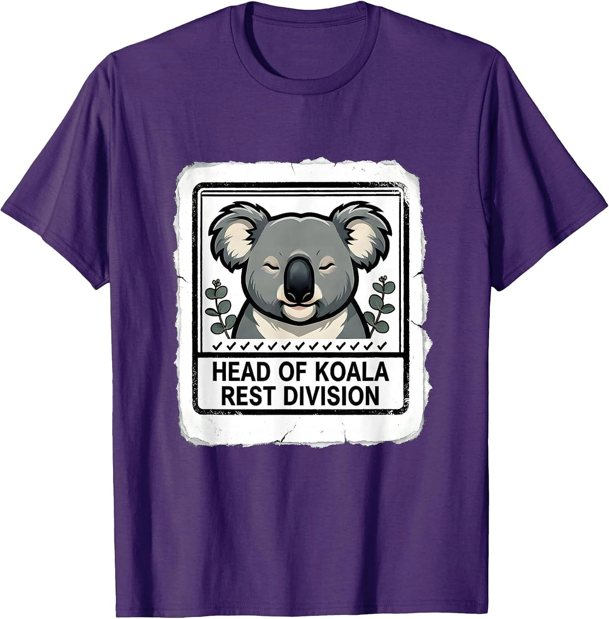Head Of Koala Rest Division Cute Koala Lover Gift Novelty T-Shirt - Purple