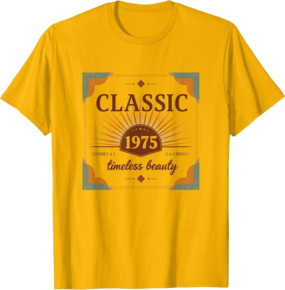 Classic 1975 Timeless Beauty Vintage Design T-Shirt - Golden Yellow