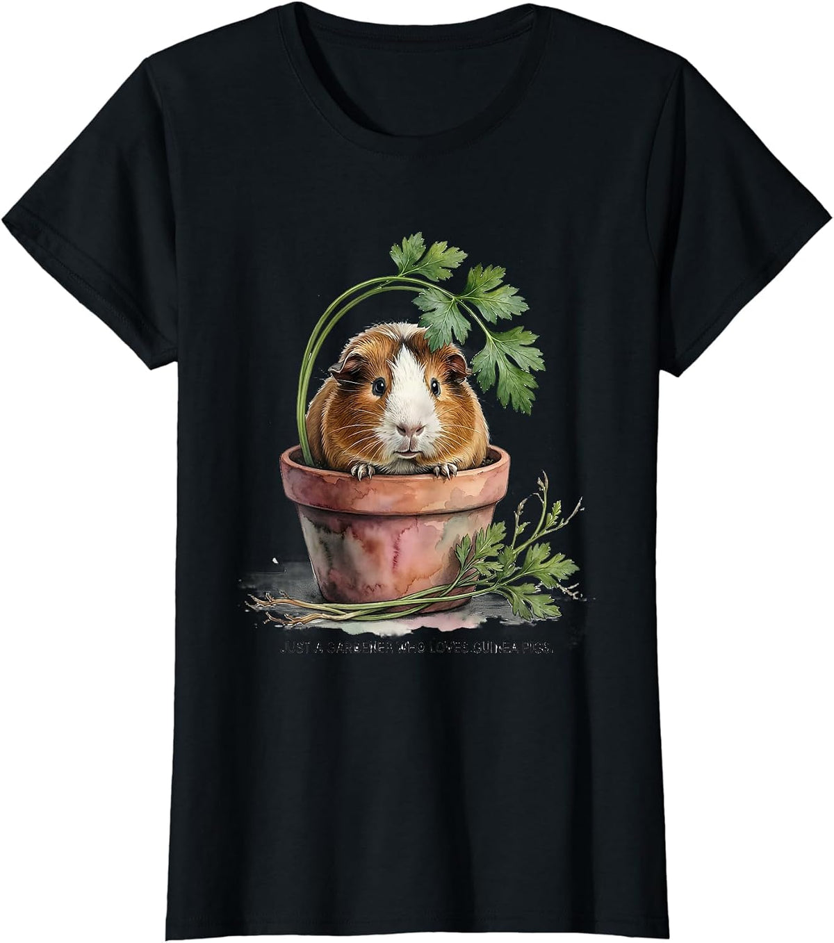 Just A Gardener Who Loves Guinea Pigs Funny Guinea Pig Lover T-Shirt - Black