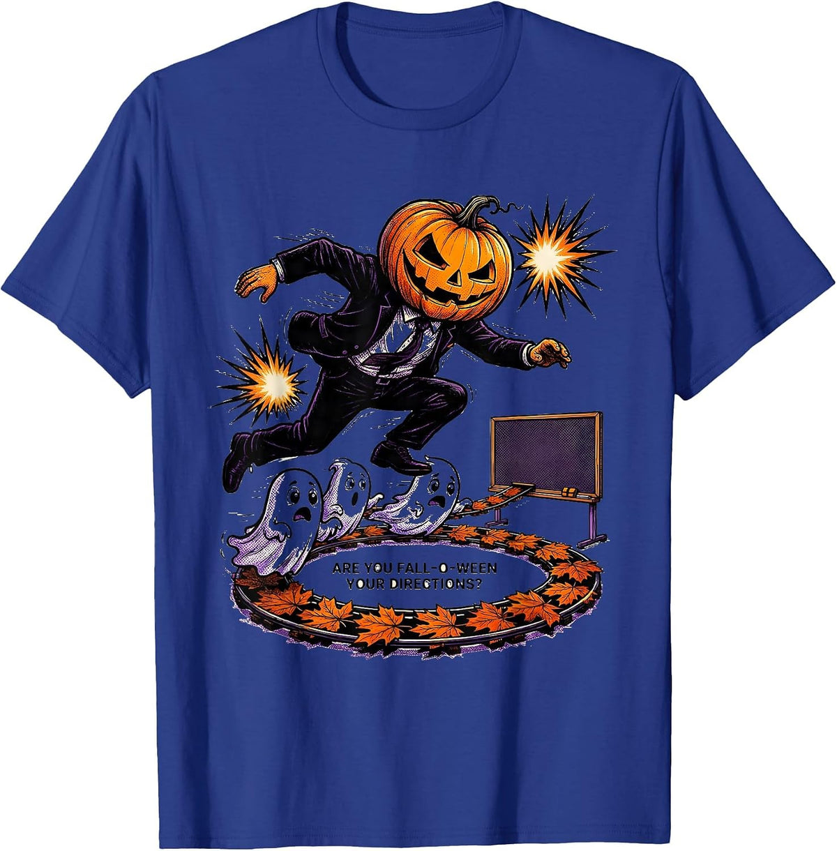 Are You Fall-O-Ween Your Directions Comic Book Teacher T-Shirt - Royal Blue
