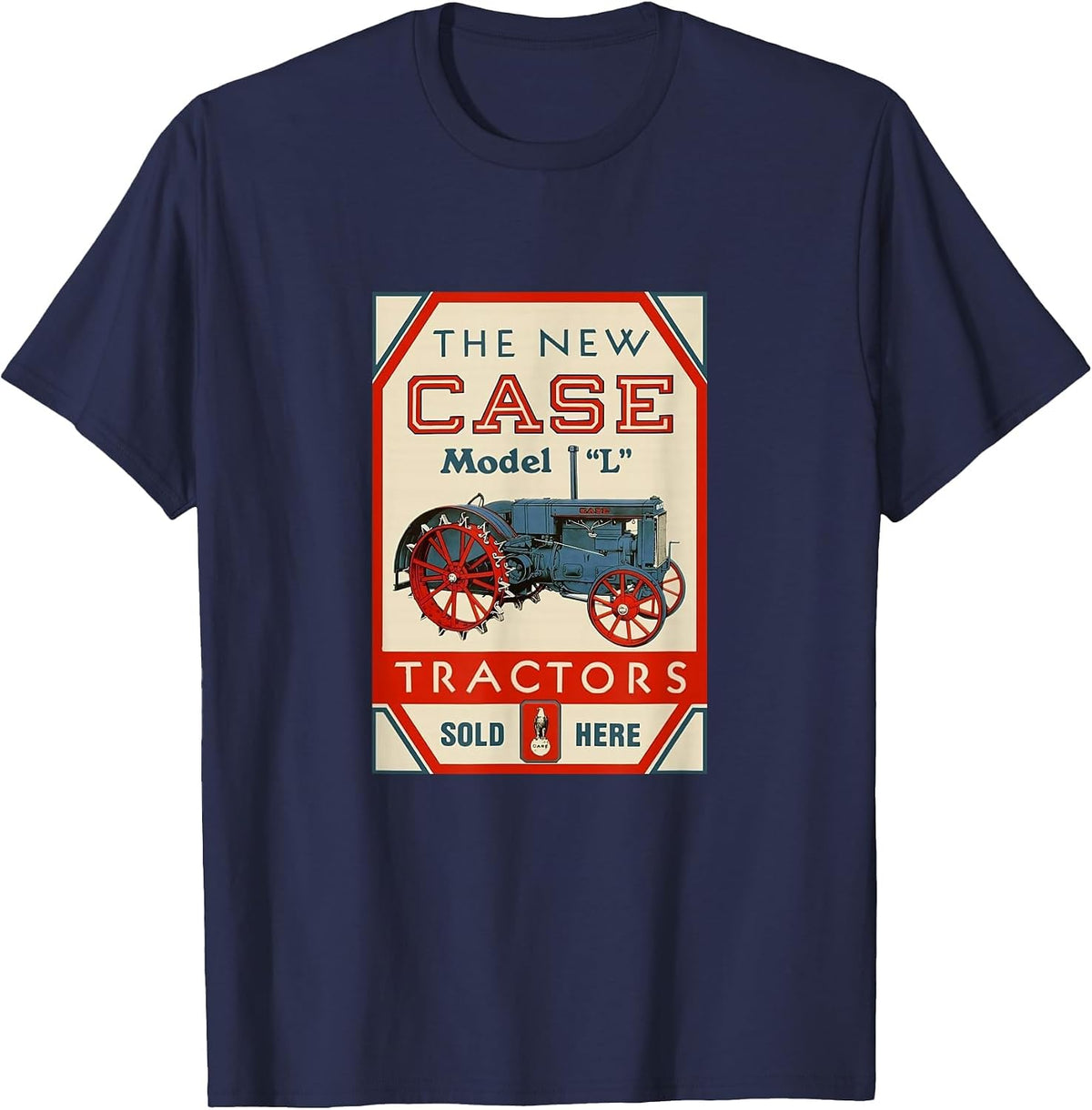 Case L Vintage Tractor Antique Farming T-Shirt - Navy Blue