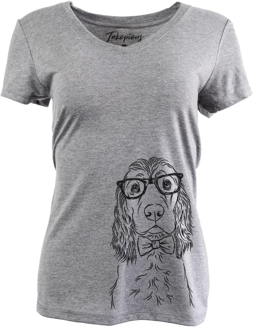 Inkopious Logan the Cocker Spaniel Triblend T-Shirt - Grey Relaxed V-neck