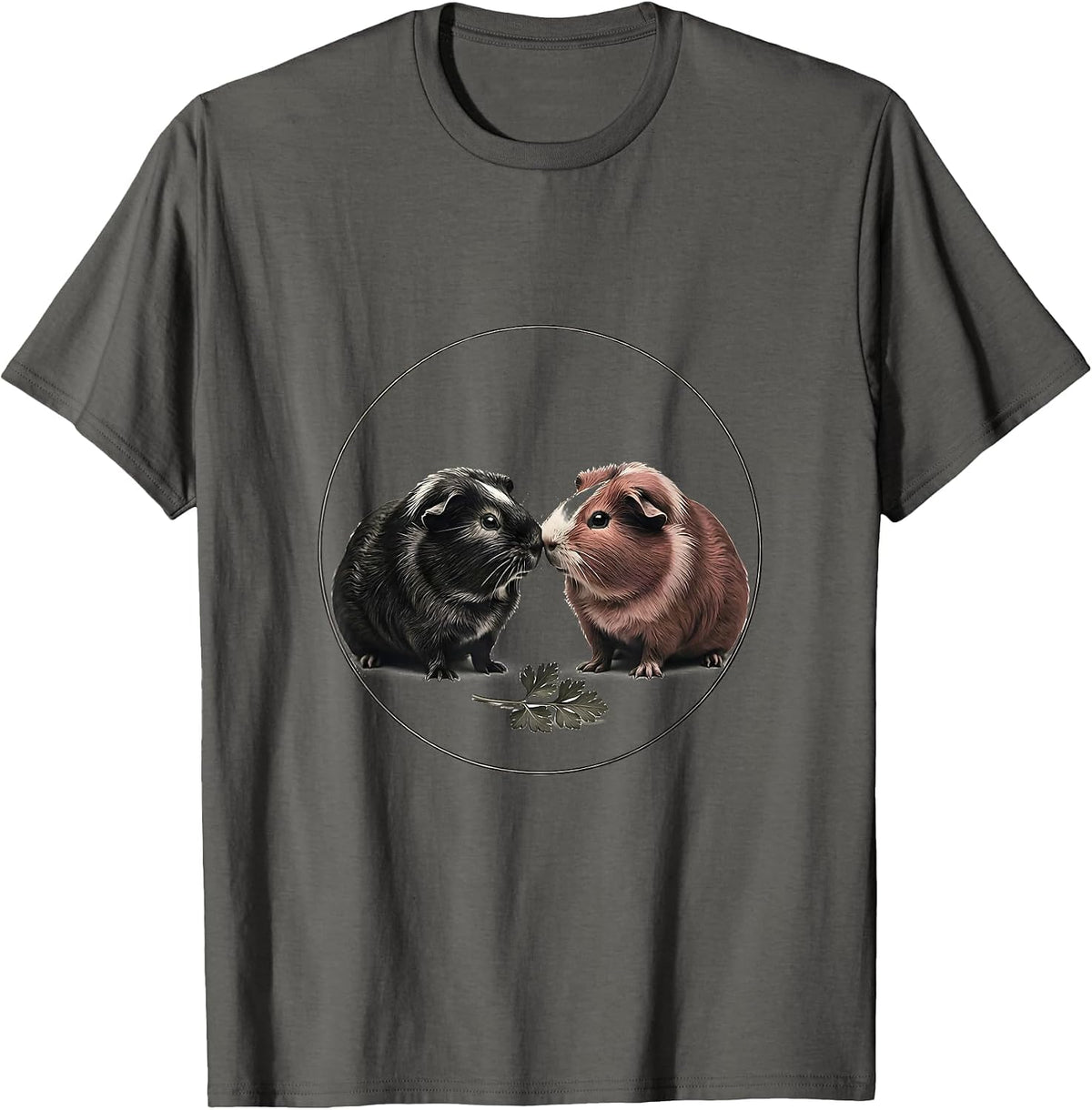 Men's Guinea Pigs Nose-to-Nose Minimalist Pet Lover Humor T-Shirt - Asphalt Grey