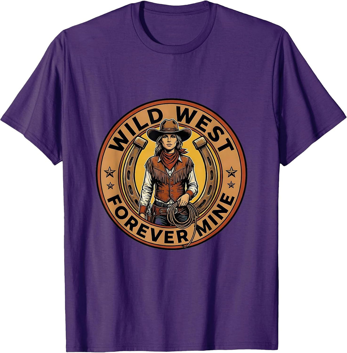 Wild West Forever Mine Cowgirl Graphic Design T-Shirt - Purple