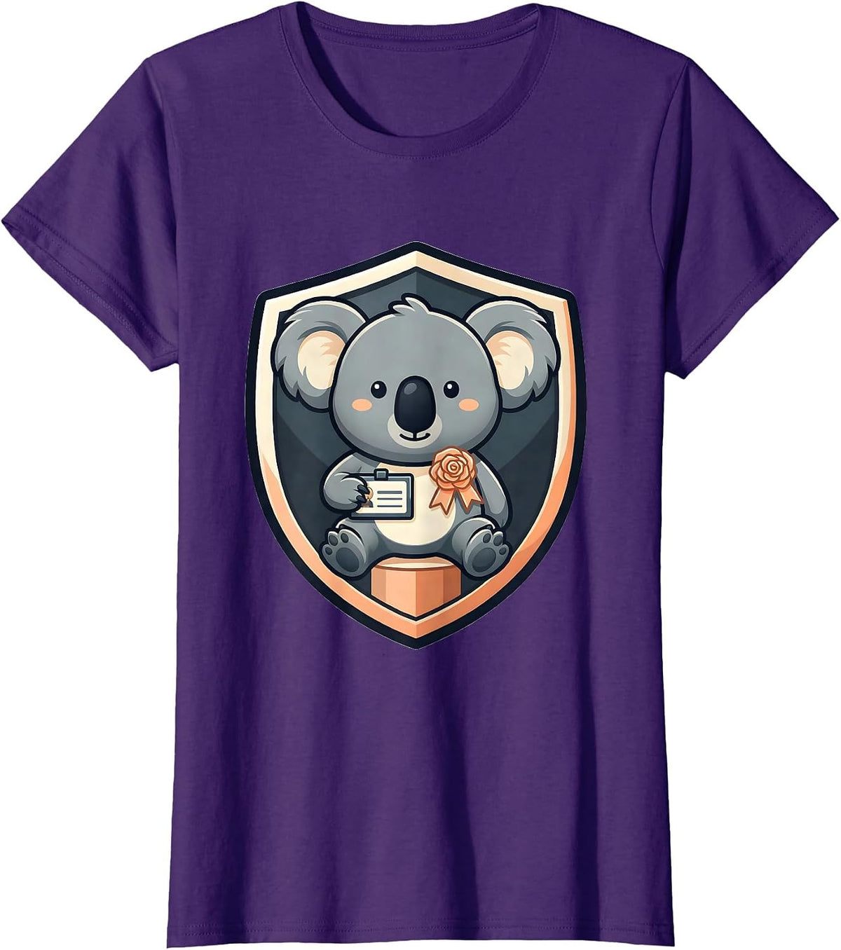 Women's Round Koala Mascot Cute Kawaii Animal Lover Gift T-Shirt - Purple
