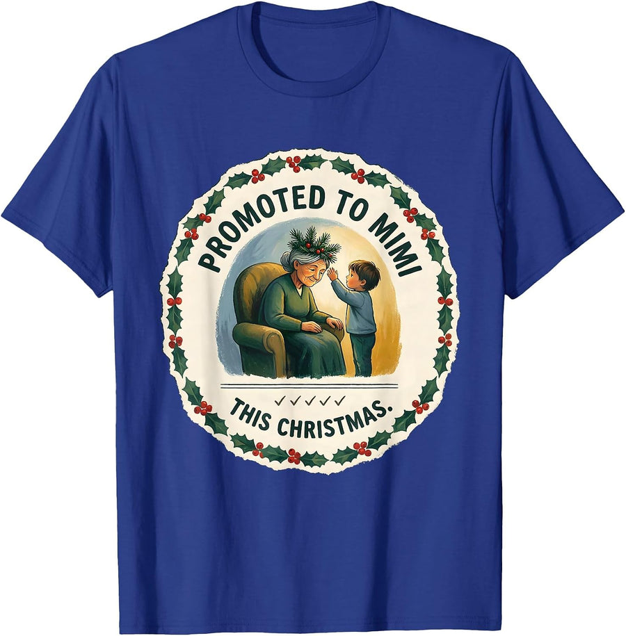 Promoted To Mimi This Christmas Storybook First Christmas T-Shirt - Royal Blue