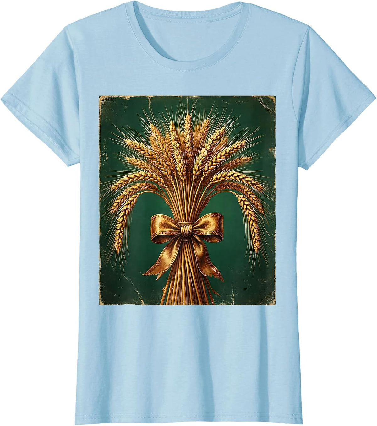 Oktoberfest Wheat and Barley Harvest Illustration T-Shirt - Baby Blue