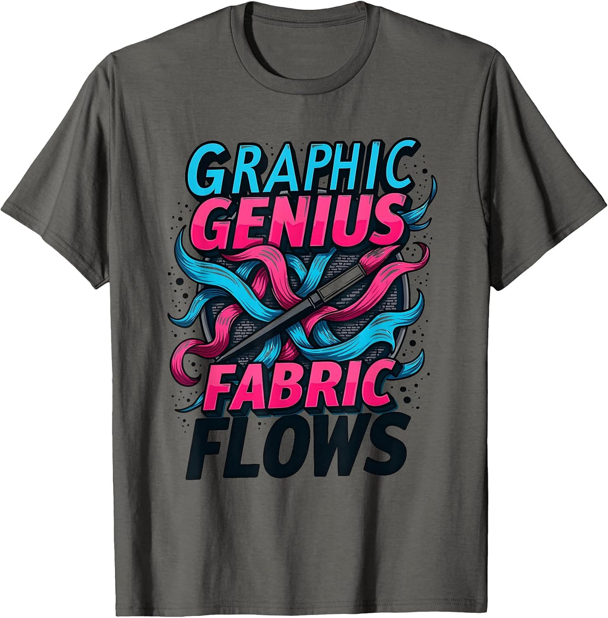 Graphic Genius Fabric Flows Creative Design T-Shirt - Asphalt Grey