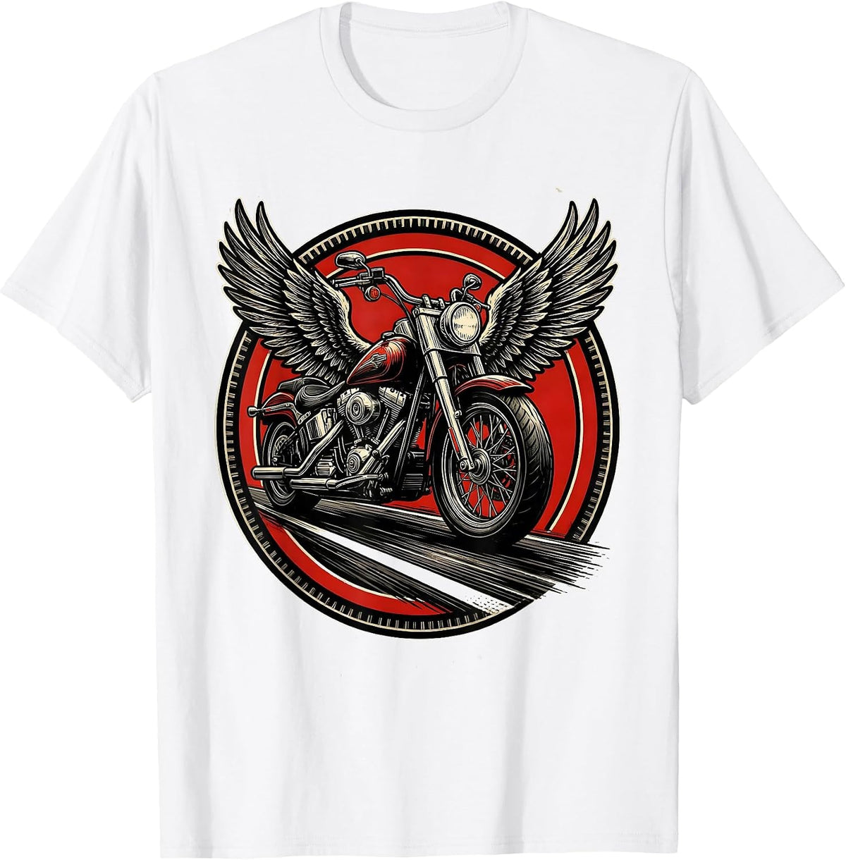 Men's Vintage Motorcycle Freedom Open Highway Graphic T-Shirt - White