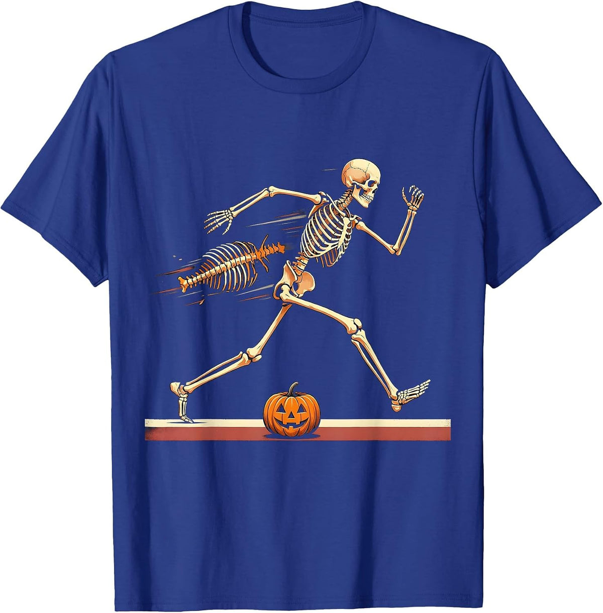 Skeletal Runner Halloween Running Club Humor T-Shirt - Royal Blue