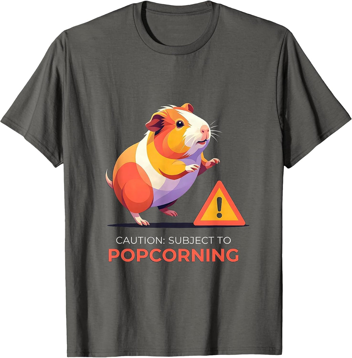 Caution: Subject To Popcorning Funny Guinea Pig Lover T-Shirt - Asphalt Grey