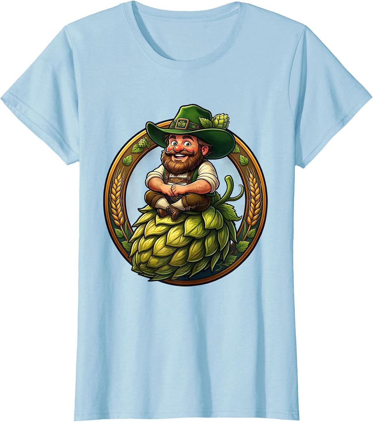 Oktoberfest Hop Cone Sitter Graphic Design T-Shirt - Baby Blue