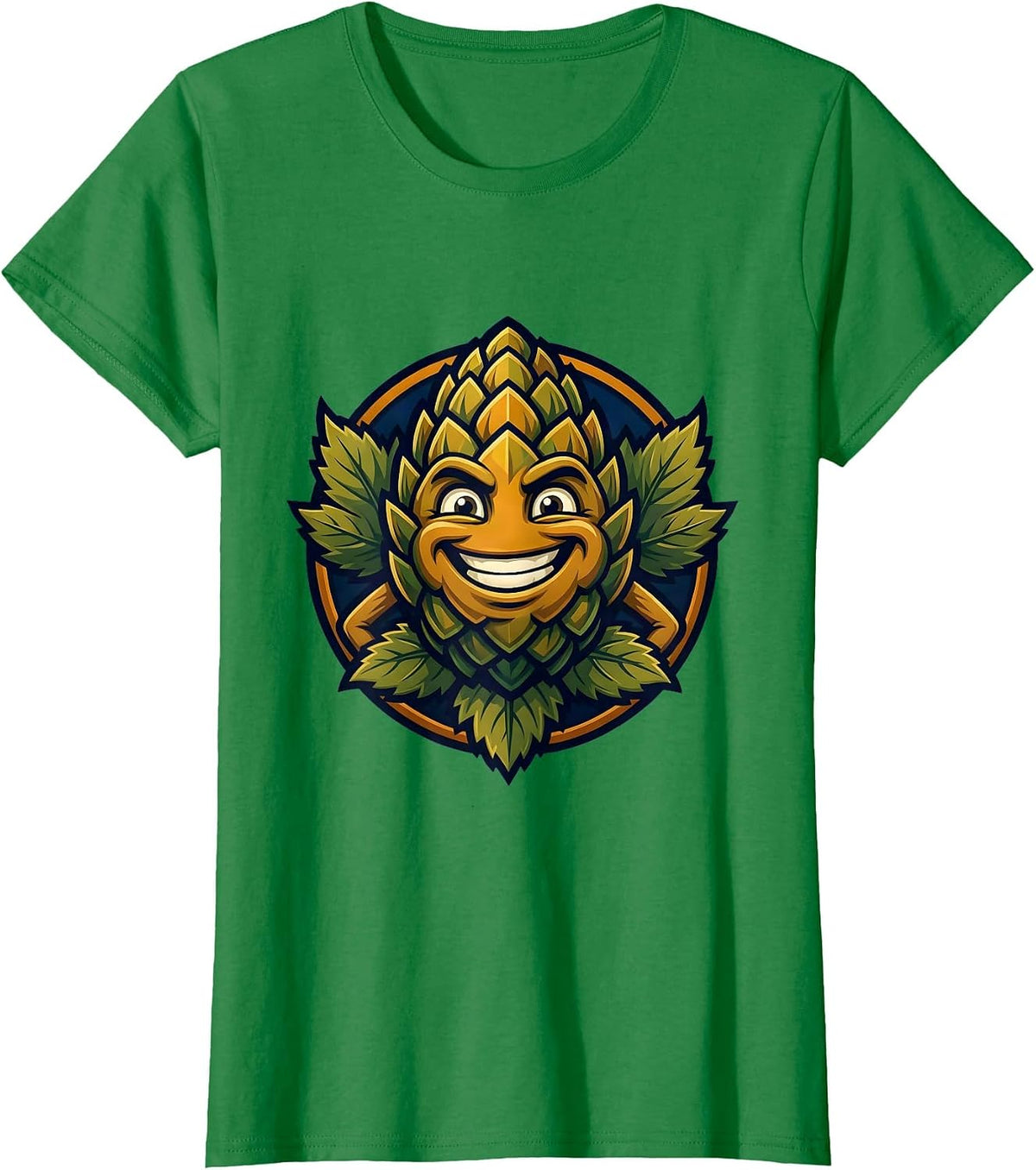 Women's Oktoberfest Hop Cone Cluster Illustration T-Shirt - Kelly Green