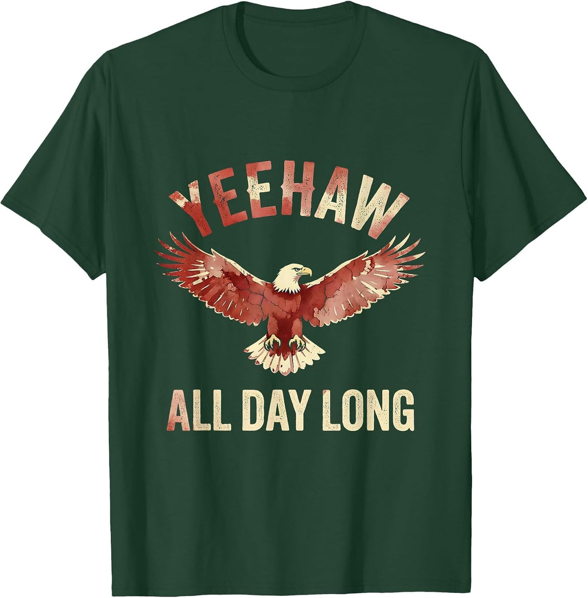 Yeehaw All Day Long Western Cowboy Design T-Shirt - Dark Green