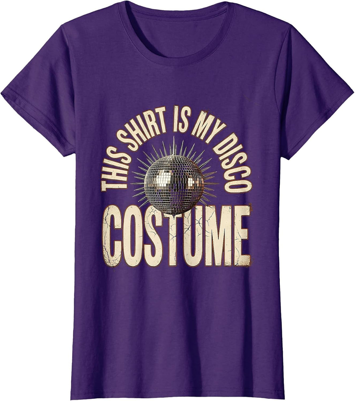 Women's This Shirt Is My Disco Costume Distressed Retro Disco Daddy T-Shirt - Purple