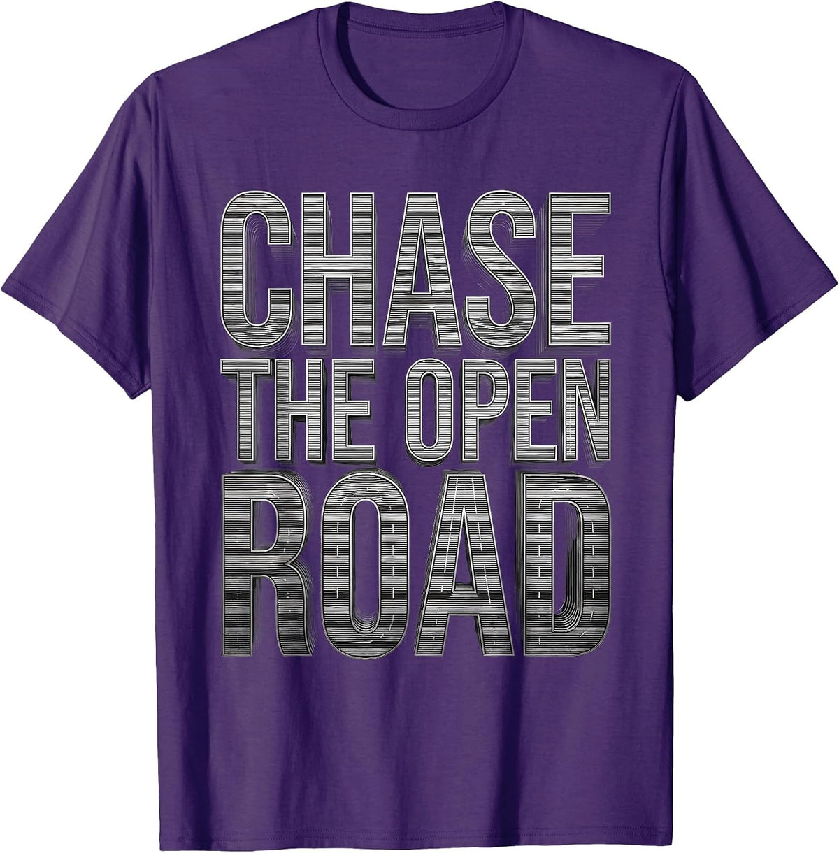 Men's Chase the Open Road Motorcycle Design T-Shirt - Purple