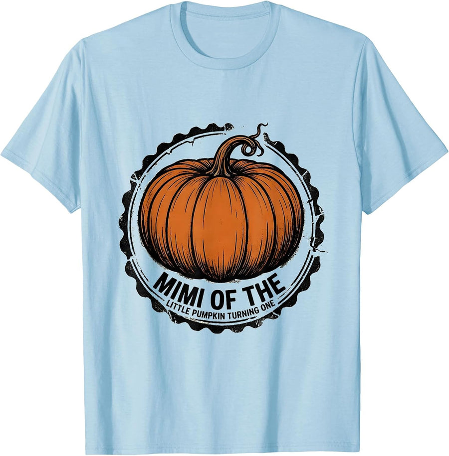 Men's Mimi Of The Little Pumpkin Turning One Family First Birthday T-Shirt - Baby Blue