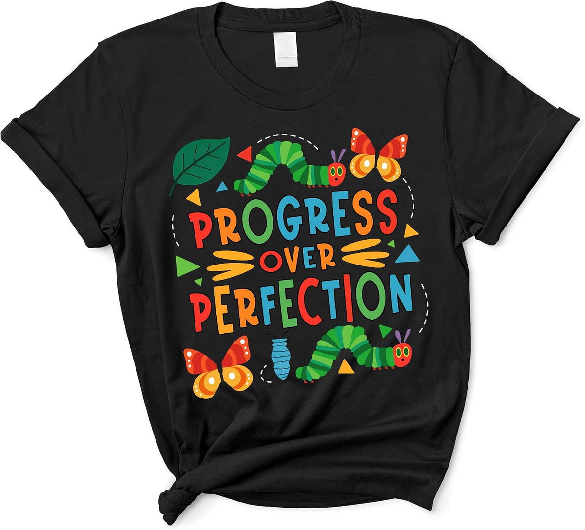 Progress Over Perfection Shirt - Cute Teacher Tshirt Back to School, Special Education BCBA Tee - Black
