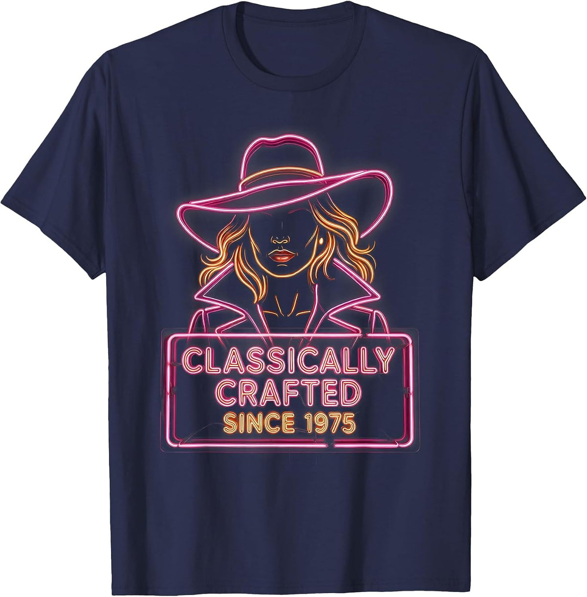 Classically Crafted Since 1975 Vintage Birthday T-Shirt - Navy Blue