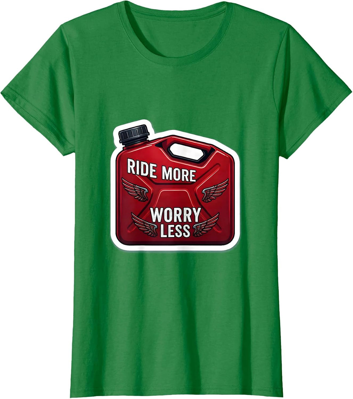 Ride More Worry Less Motorcycle Design T-Shirt - Kelly Green