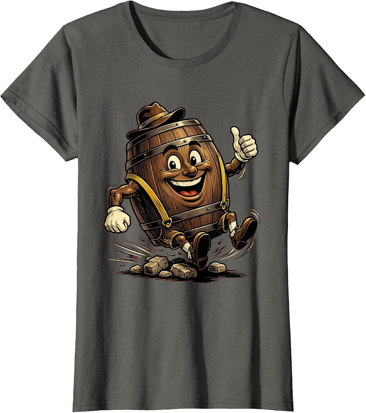 Women's Oktoberfest Barrel Rolling Cobblestone Street T-Shirt - Asphalt Grey