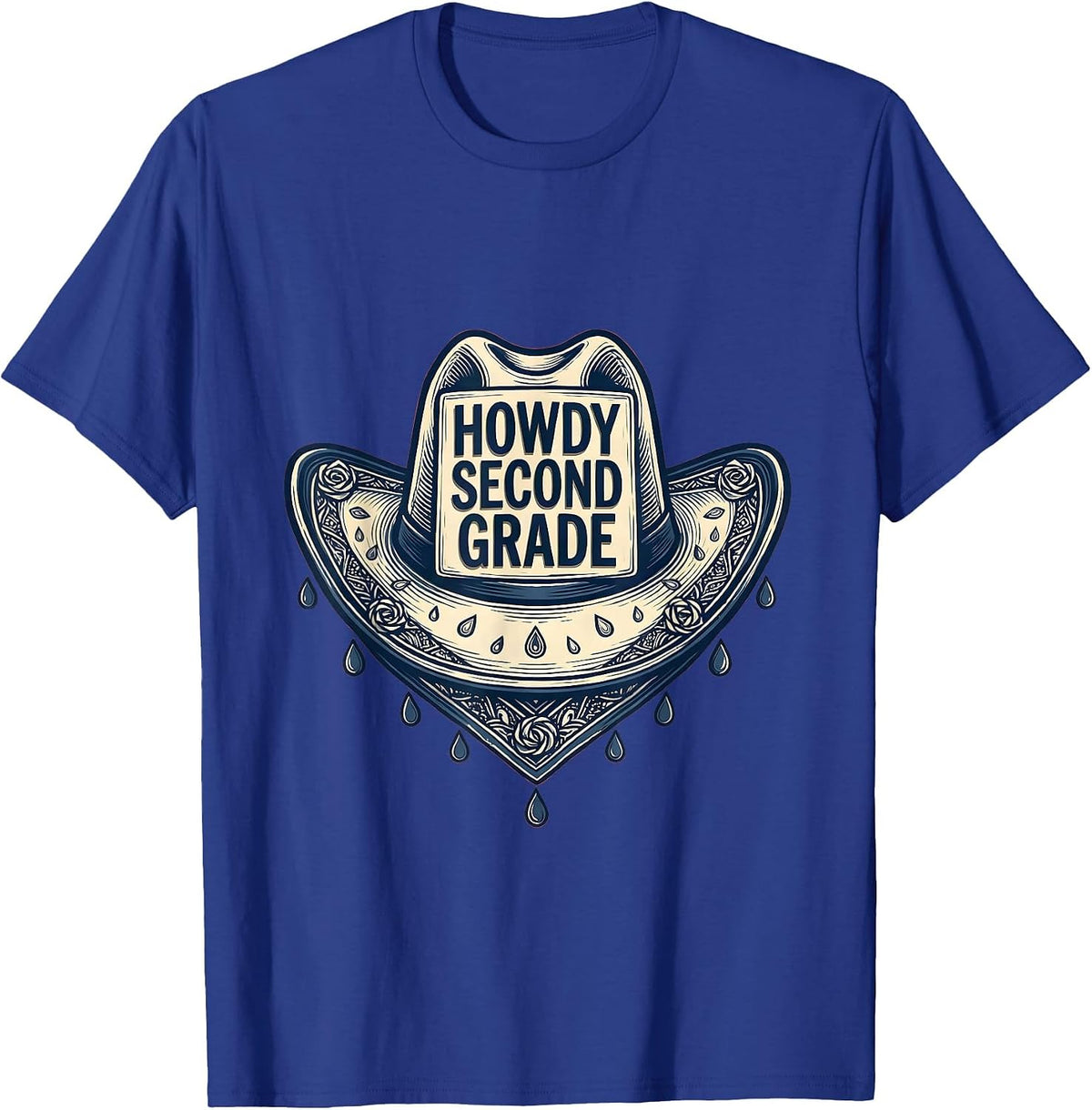 Men's Howdy Second Grade Western 2nd Grade Teacher Back To School T-Shirt - Royal Blue