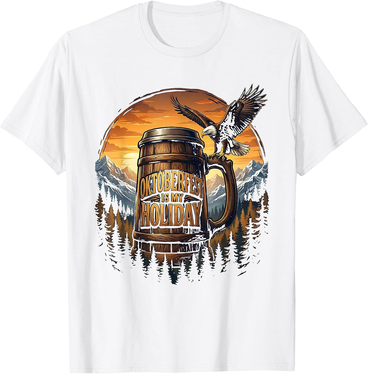 Oktoberfest Is My Holiday Festive Beer Design T-Shirt - White