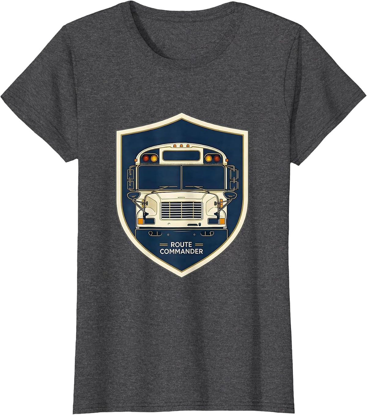Women's Route Commander Funny School Bus Driver Appreciation Gift T-Shirt - Dark Heather Grey