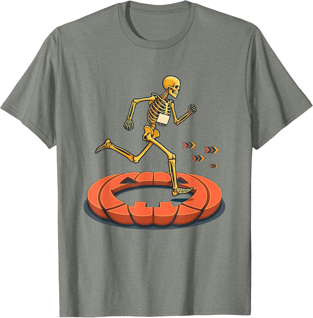 Men's Skeleton Stride 5K Funny Halloween Running Race Matching T-Shirt - Olive Heather