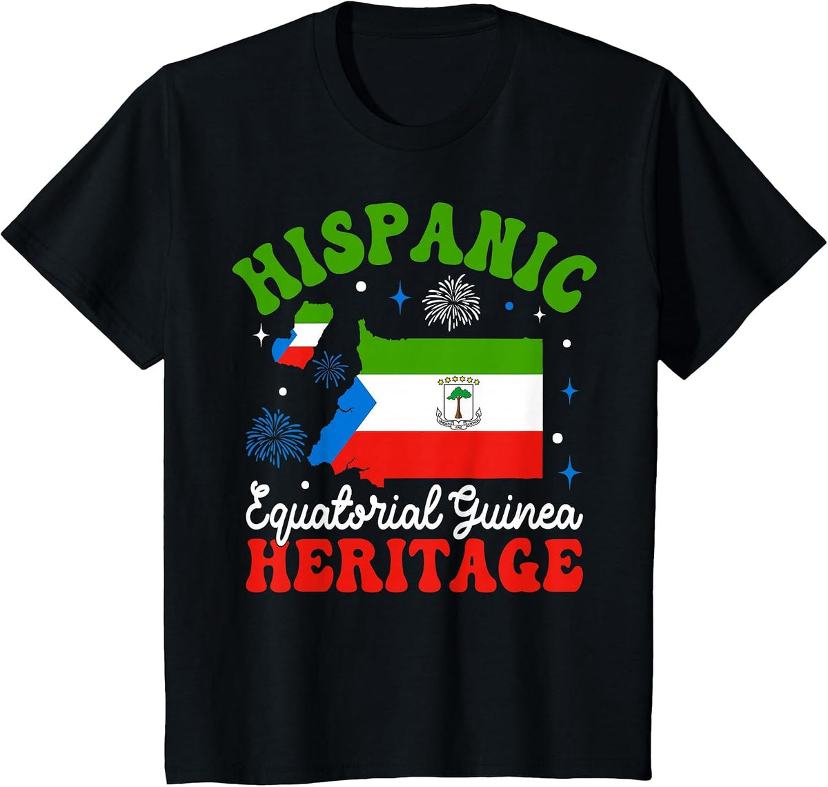 Equatorial Guinea Pride Flag Hispanic Heritage Month T-Shirt - Black