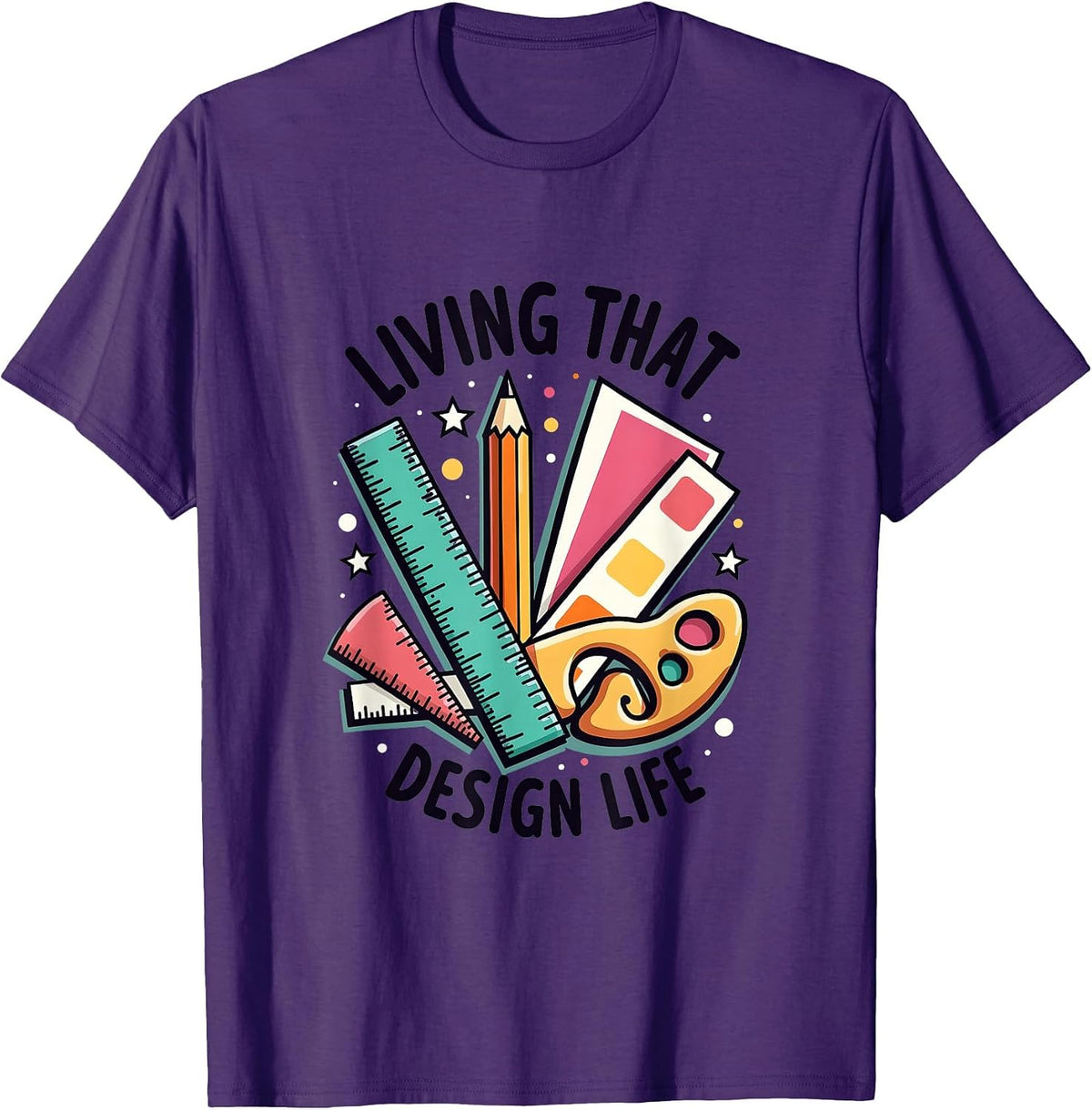 Living That Design Life Creative Graphic T-Shirt - Purple