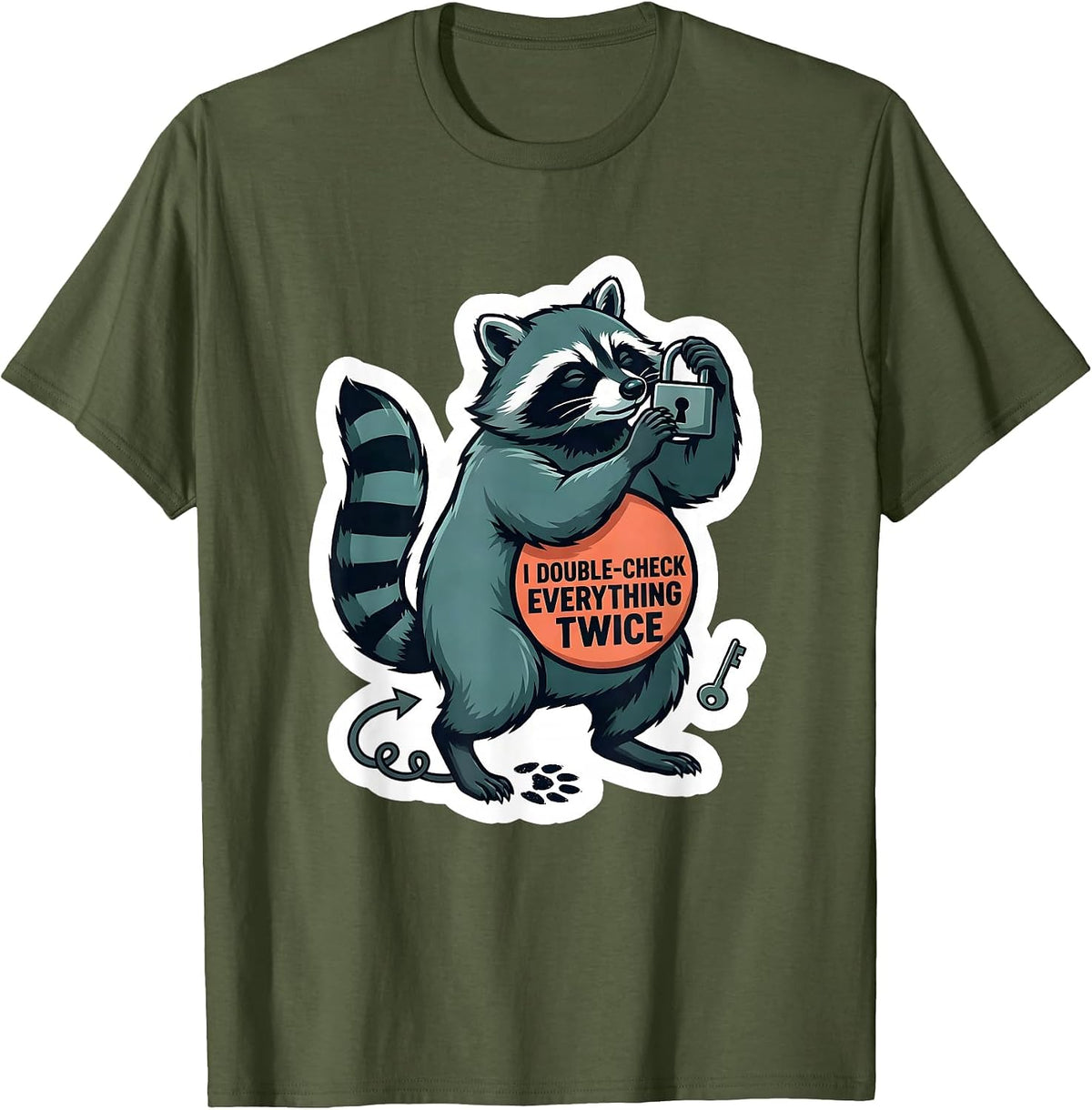 Men's I Double-Check Everything Twice Neurodivergent Humor T-Shirt - Olive Green