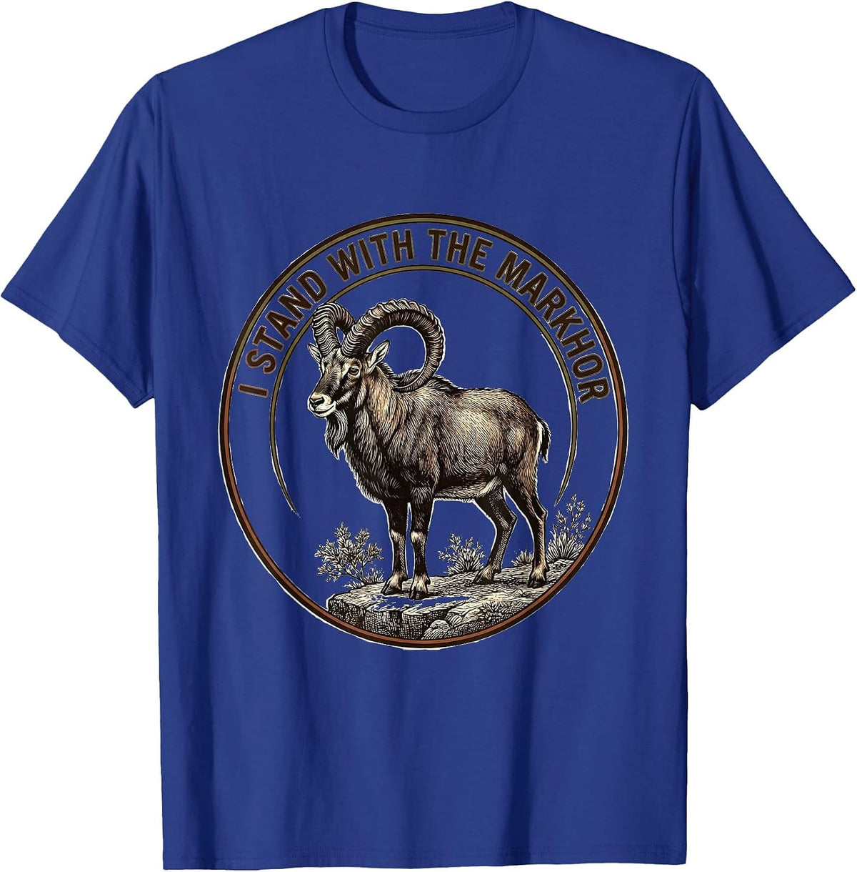 I Stand With the Markhor Botanical Wildlife Conservation T-Shirt - Royal Blue