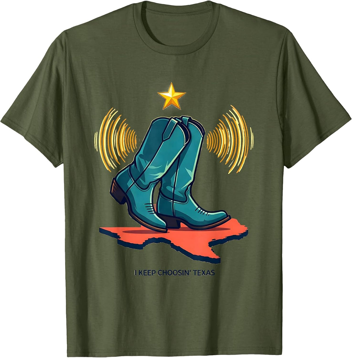 Men's I Keep Choosin Texas Western Pride Cowboy Boot Country T-Shirt - Olive Green