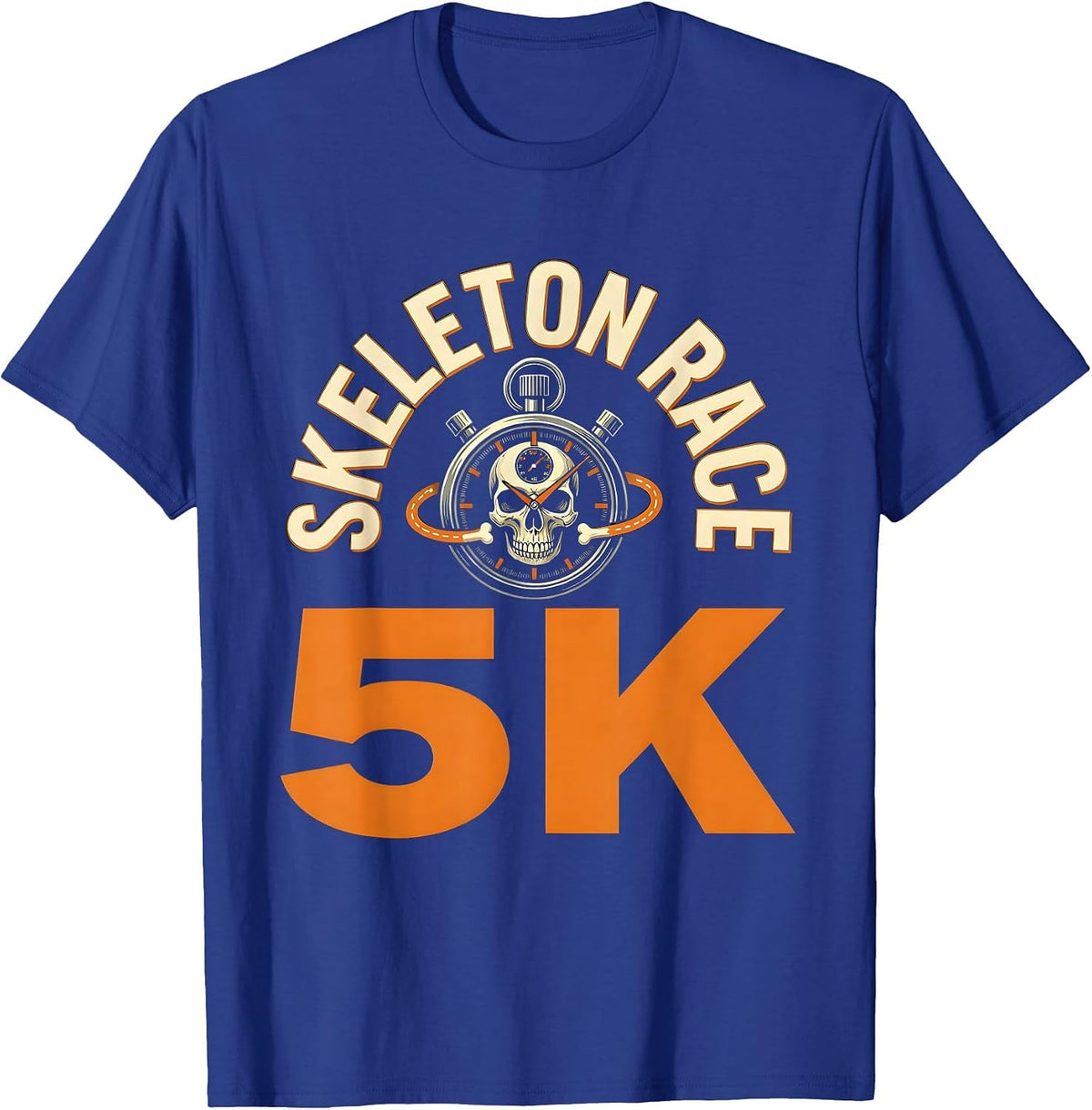 Men's Skeleton Race 5K Funny Halloween Running Costume T-Shirt - Royal Blue